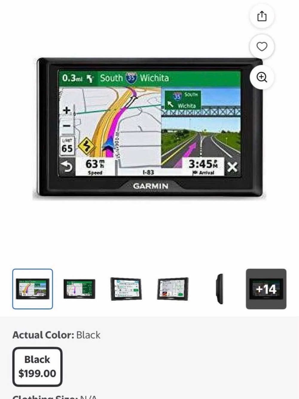 garmin Black Portable GPS with Color Display